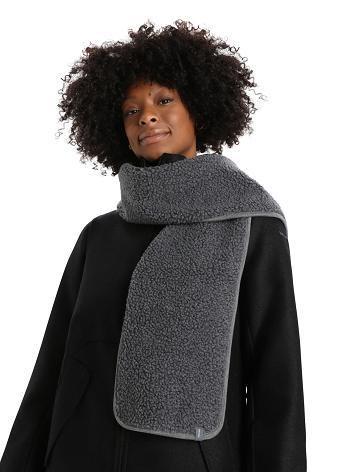 Men's Icebreaker Unisex RealFleece™ Merino High Pile Scarves Gritstone Heather | CA 1883ILHS